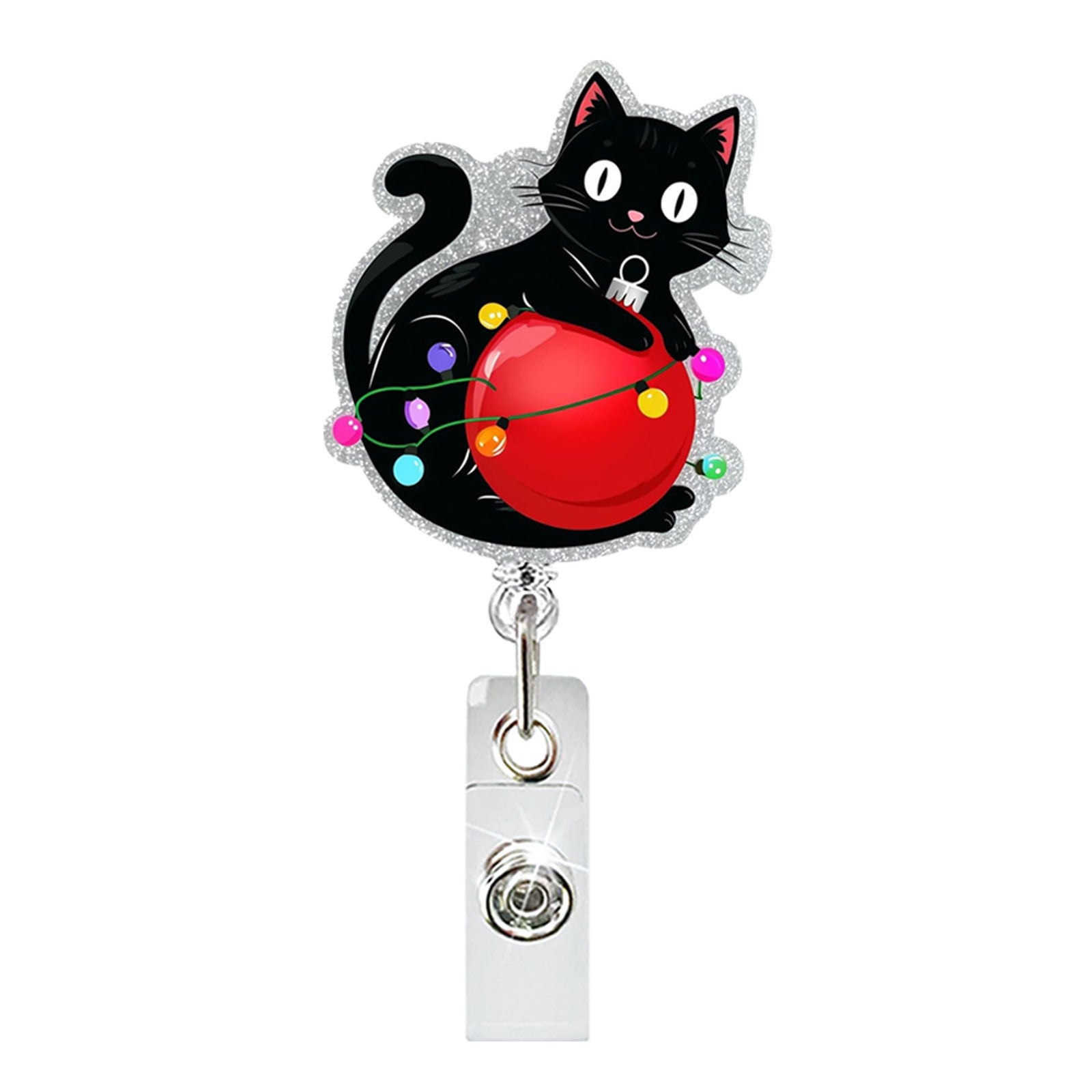 Wholesale Cute Christmas Beaded Acrylic Glitter  Badge Reels