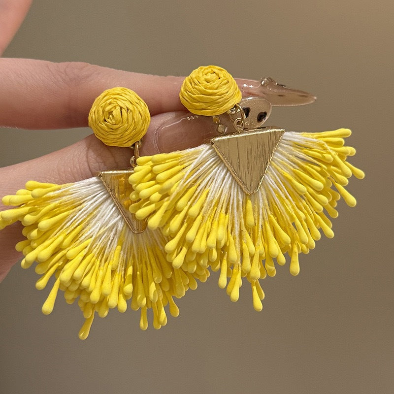 Wholesale Straw Exaggerated Earrings