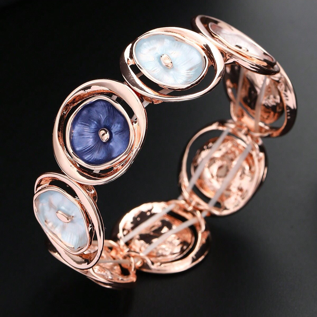 Wholesale  round hollow flower alloy elastic bracelet
