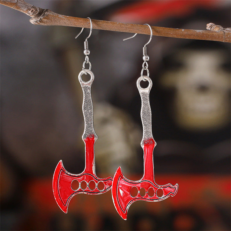 Wholesale Zinc Alloy Blood Axe Earrings  Gothic Style Trendy Fashion Accessory For Parties Boutique Resale Gift
