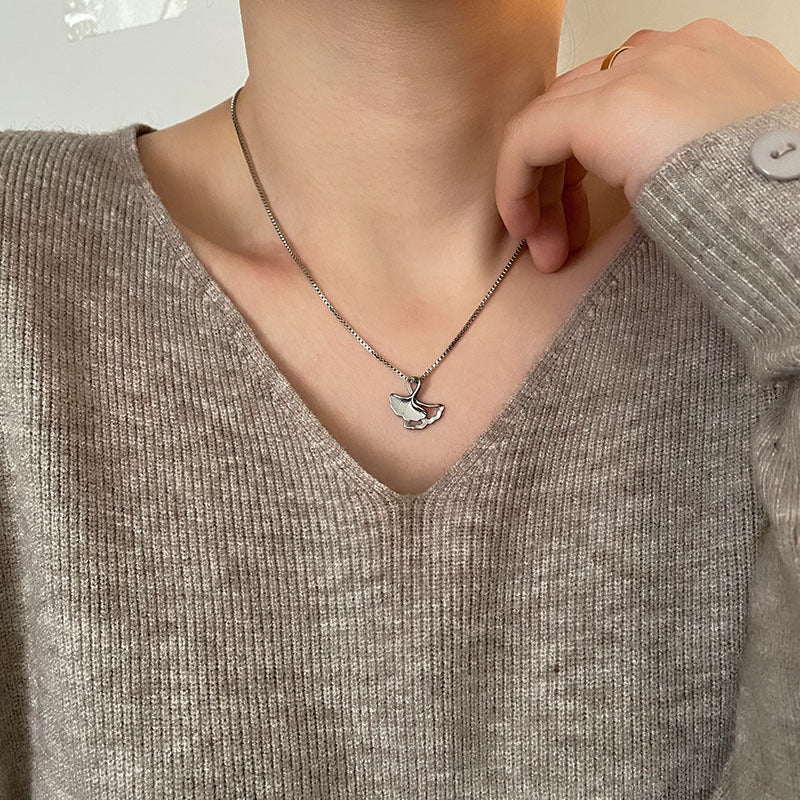 Wholesale Titanium Steel Necklace Ginkgo Leaf Light Luxury Clavicle Chain ACC-NE-Yuxi006