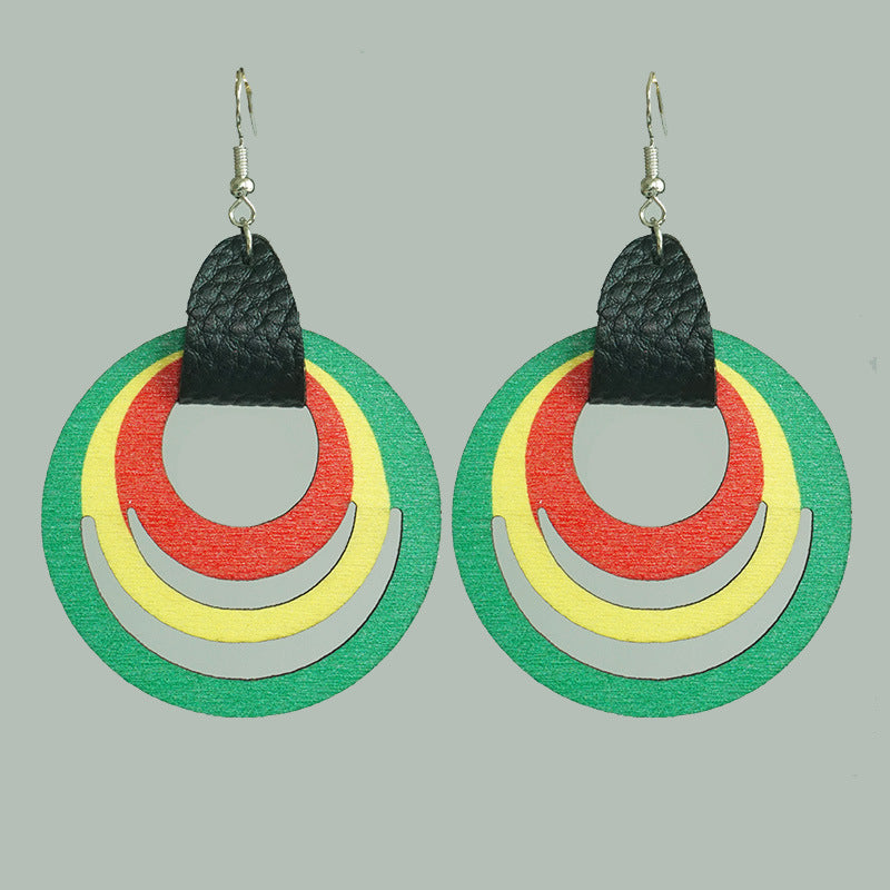Wholesale 2 Pairs/pack Juneteenth Liberation Day Tassel Wooden Earrings Acrylic Earrings ACC-ES-HY076