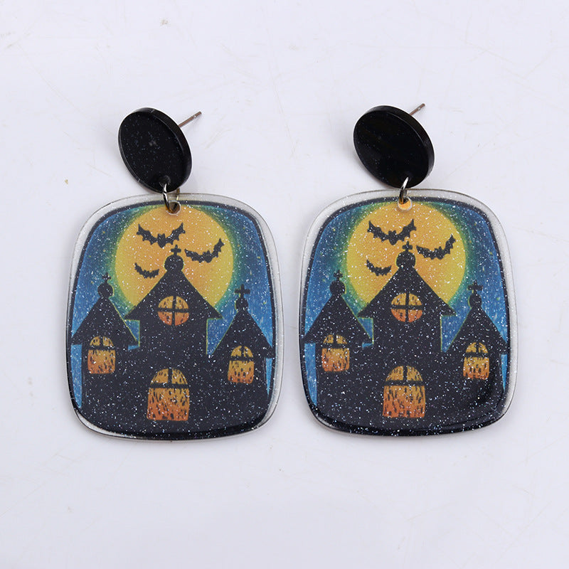 Wholesale Halloween square stud acrylic earrings