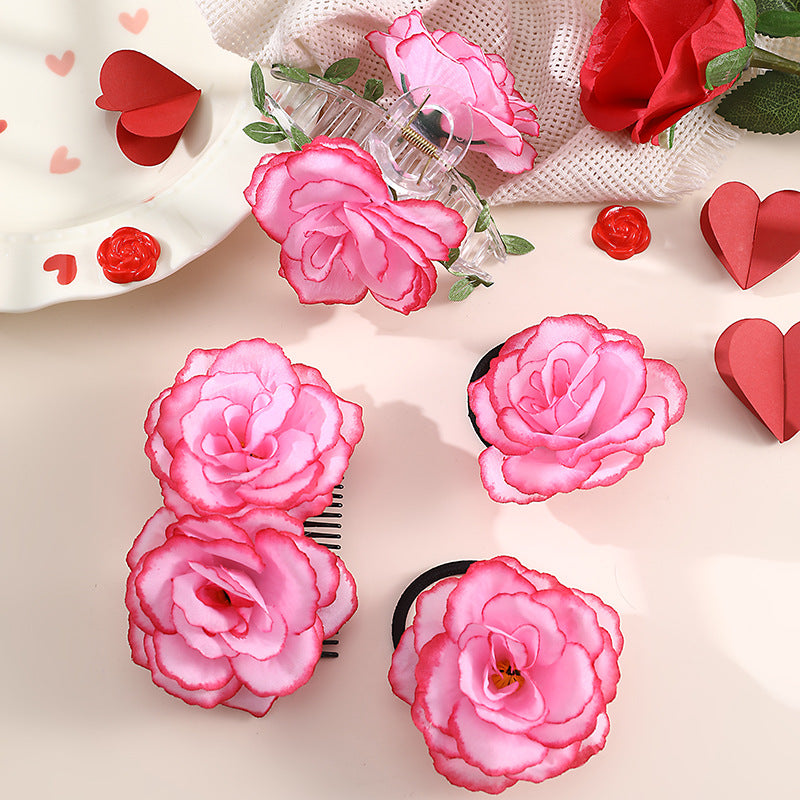 Wholesale Pink Flower Valentine's Day Women's Hair Accessories