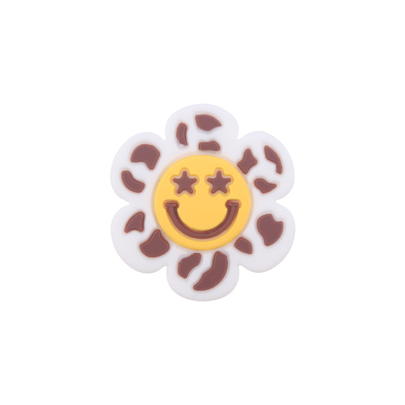 Wholesale 10pcs Cartoon Smiling Face Flower Silicone Beads ACC-BDS-GuangTian011