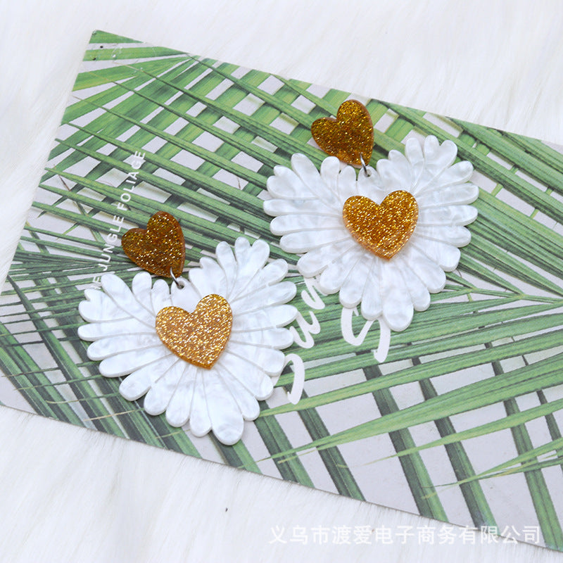 Wholesale Valentine's Day Heart Spliced Acrylic Earrings