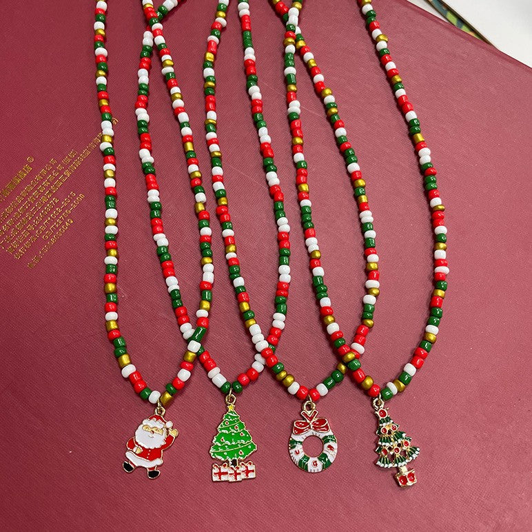 Wholesale Christmas acrylic rice beads necklace