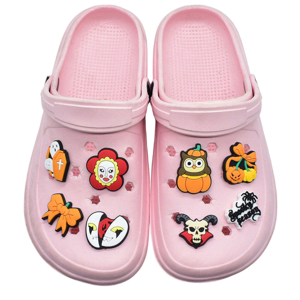 Decorazione casuale all'ingrosso della fibbia della scarpa in gomma morbida in PVC serie zucca da 100 pezzi