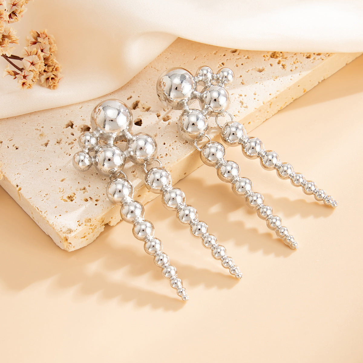 Wholesale Exaggerated Ccb Ball Bead Splicing Earrings