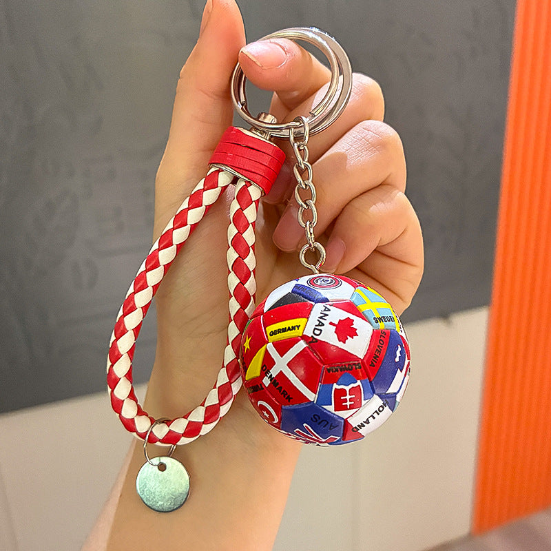 Wholesale World Cup Soccer Commemorative Keychain with Flag Pattern,  Trendy Car Key Accessory Gift
