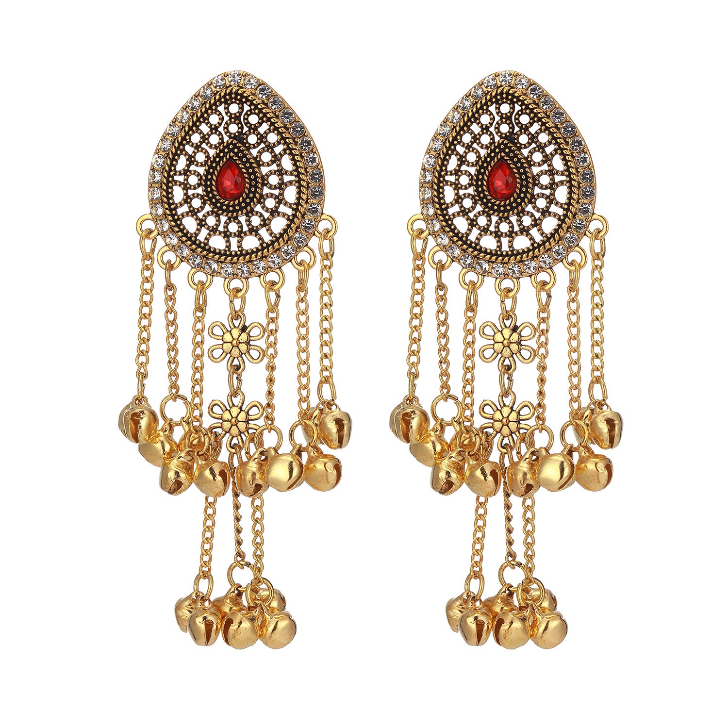 Wholesale Trendy Long Tassel Rhinestone Earrings For Women Elegant Gold Tone Party Jewelry Accessory Boutique Resale Gift