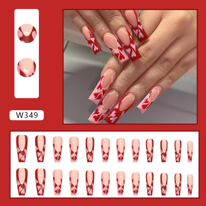 Wholesale 24 Pieces/box Valentine's Day Red Love Nails Kits Nail Stickers ACC-NS-QiHeng010