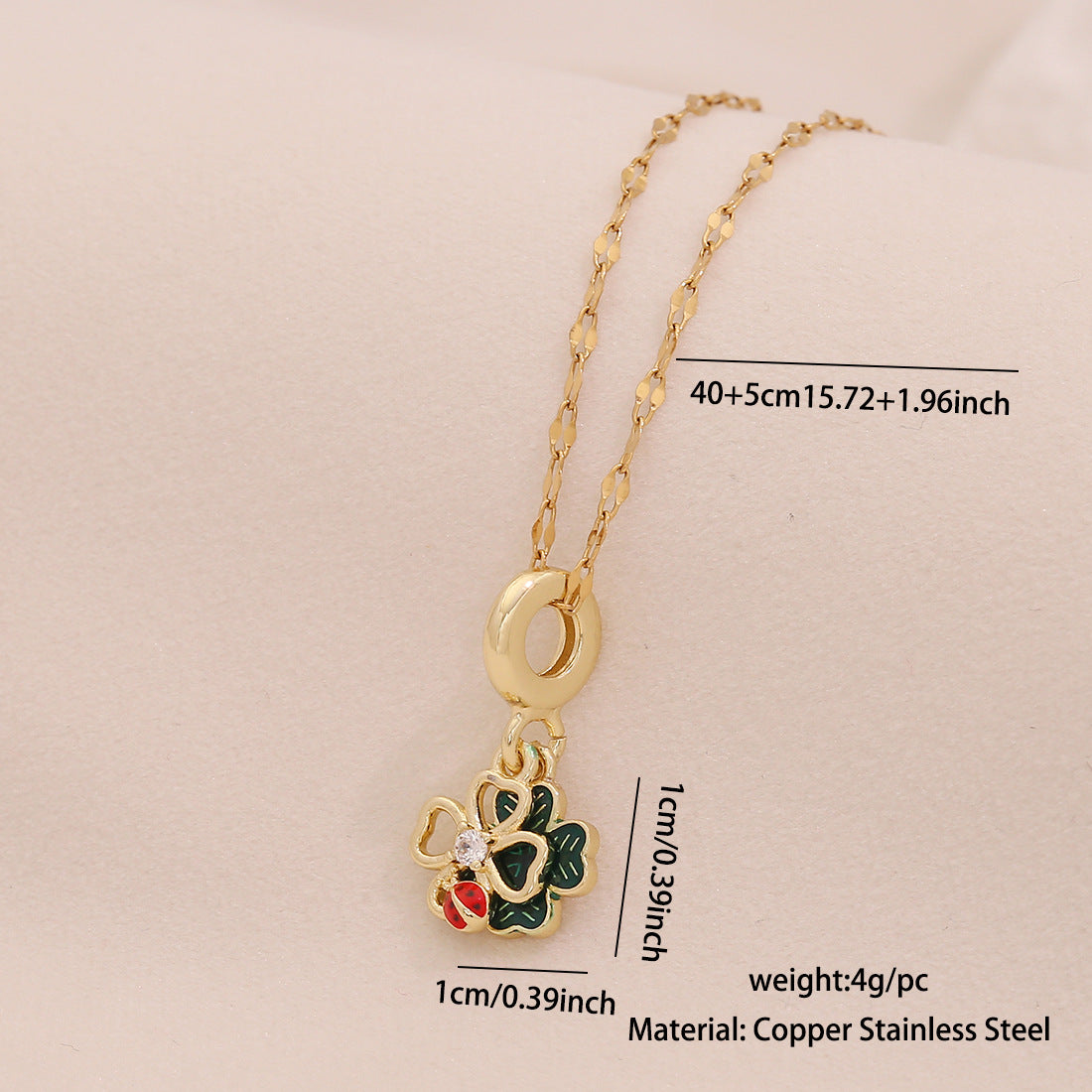 Wholesale Four-leaf Clover Pendant Color-Retaining DIY Heart  Necklace