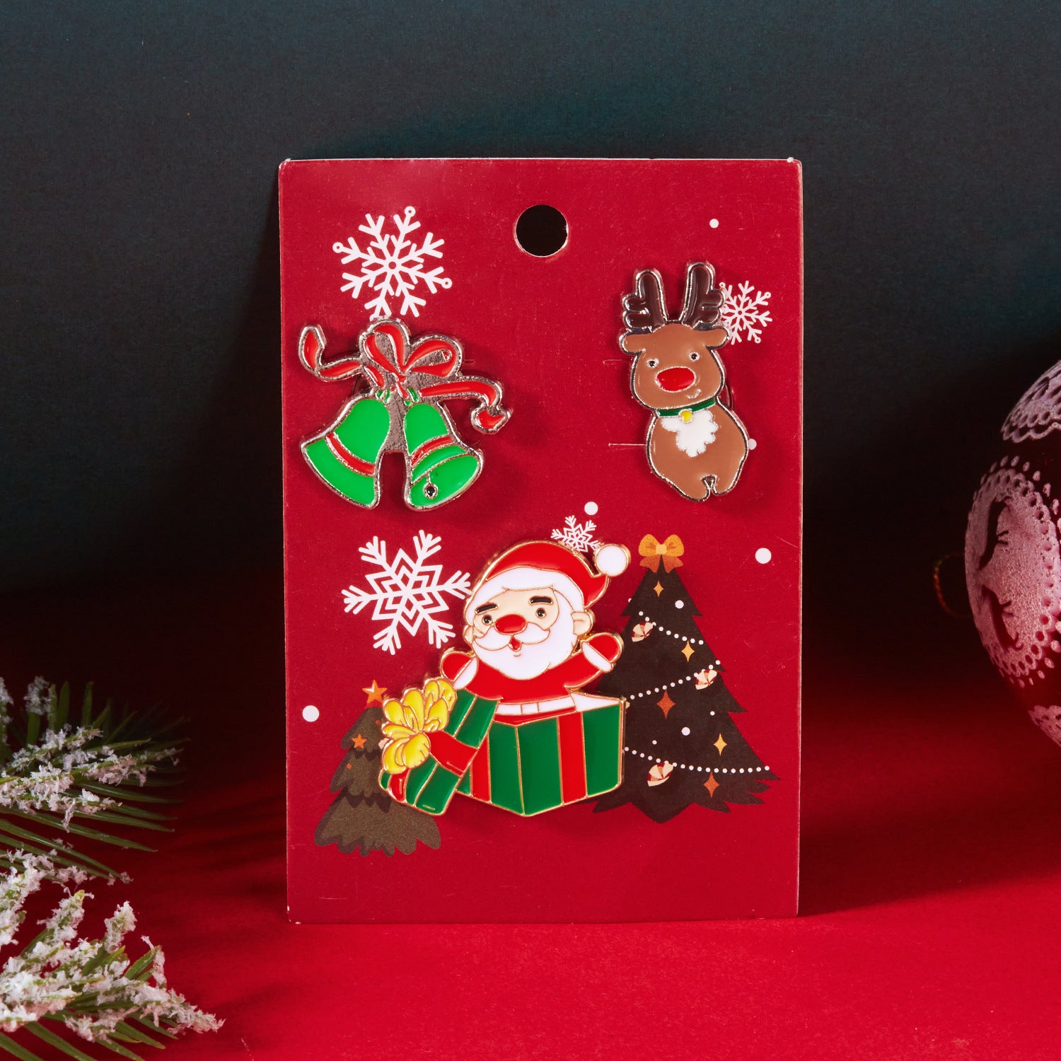 Wholesale Elk Christmas Tree Snowflake Brooch 3-Piece Set