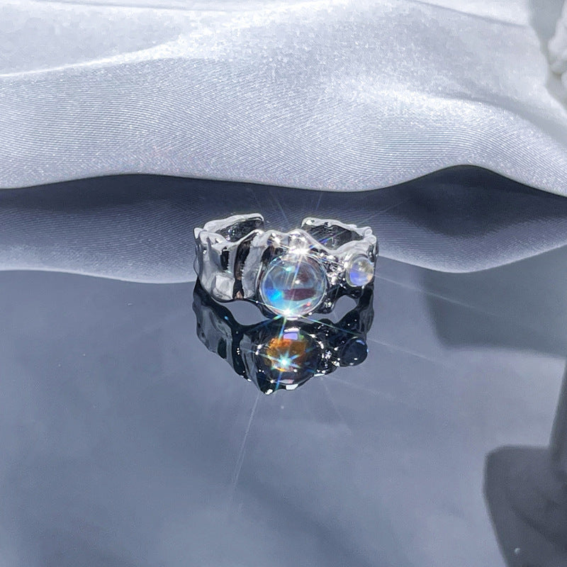 Wholesale Personalized texture Moonstone open ring