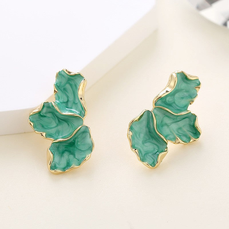 Wholesale  Flower  Silver Pin Petal Earrings