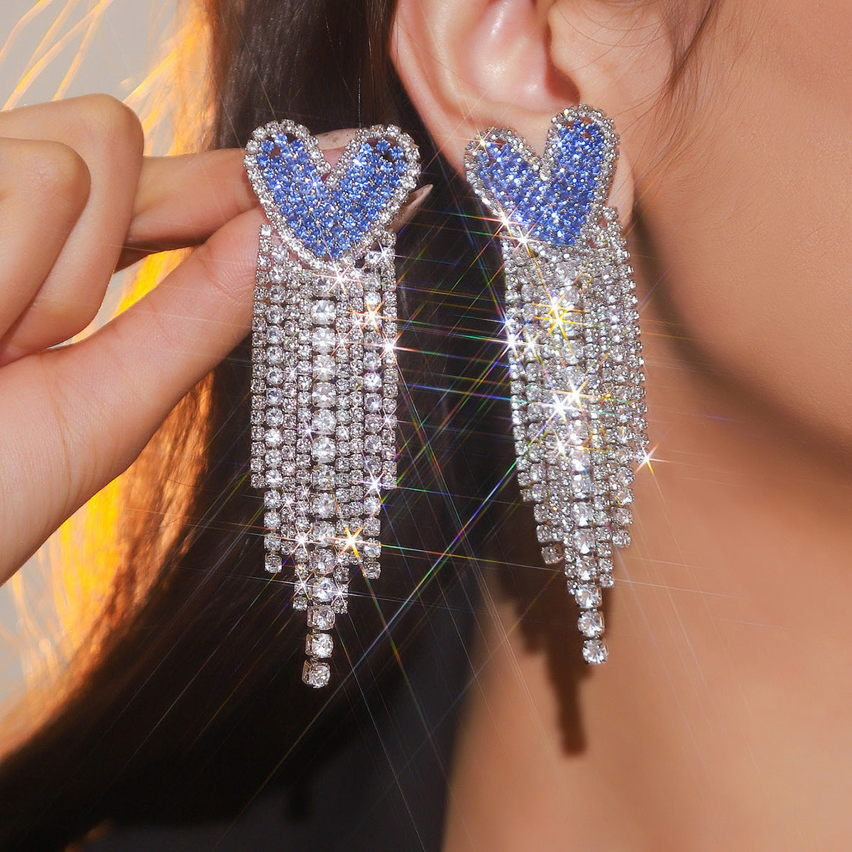 Wholesale Valentine's Day Luxury Long Tassel Love Earrings