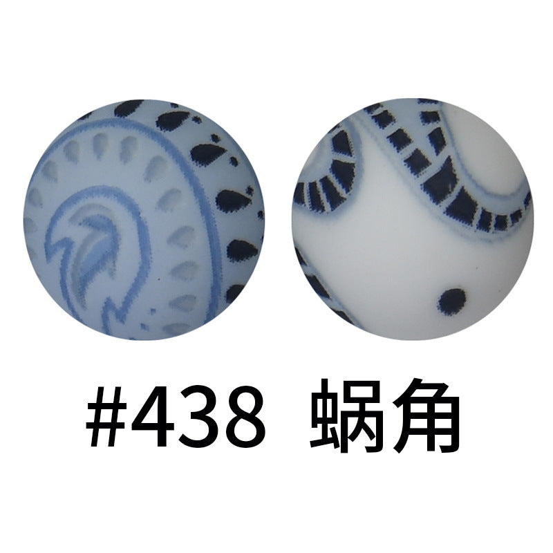 Wholesale 50pcs 15mm Western Style Leopard Skull Color Aztec Printed Silicone Balls Beads ACC-BDS-HeSheng002