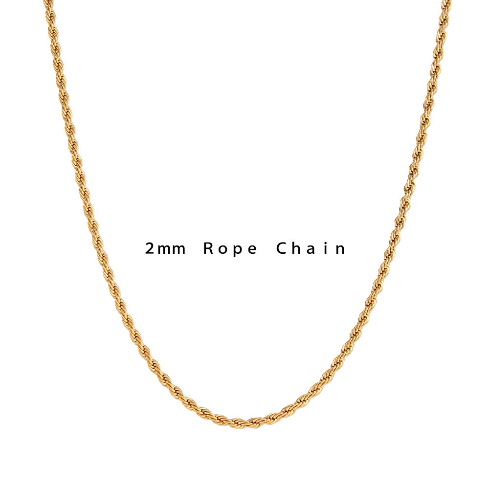 Wholesale Stainless Steel Necklace Plated 18K Twist Chain Necklaces Gold Chain ACC-NE-MengJ008