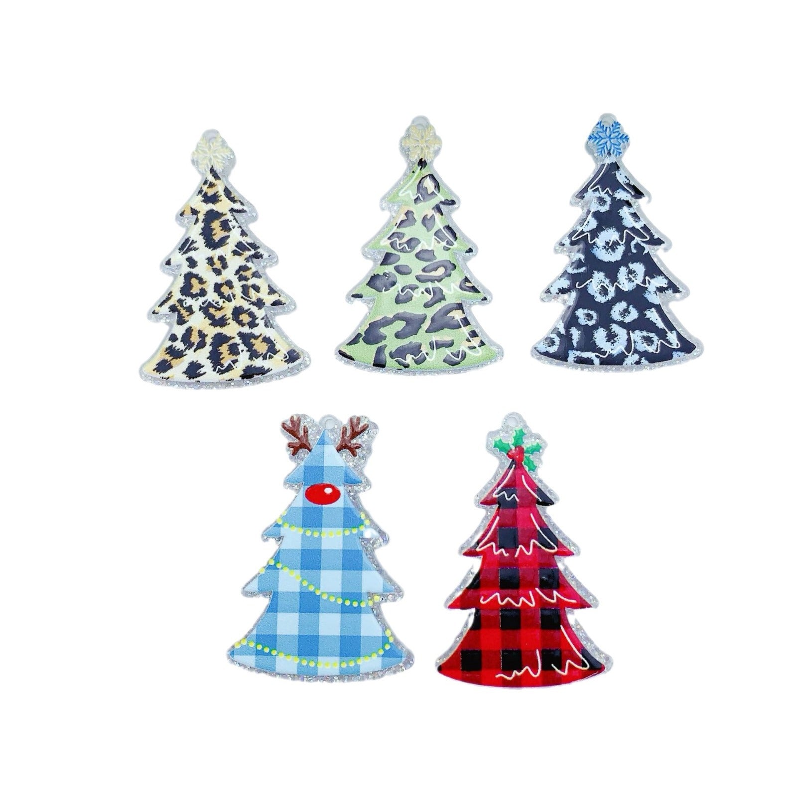 Wholesale 10pcs acrylic Christmas Plaid leopard print pendant