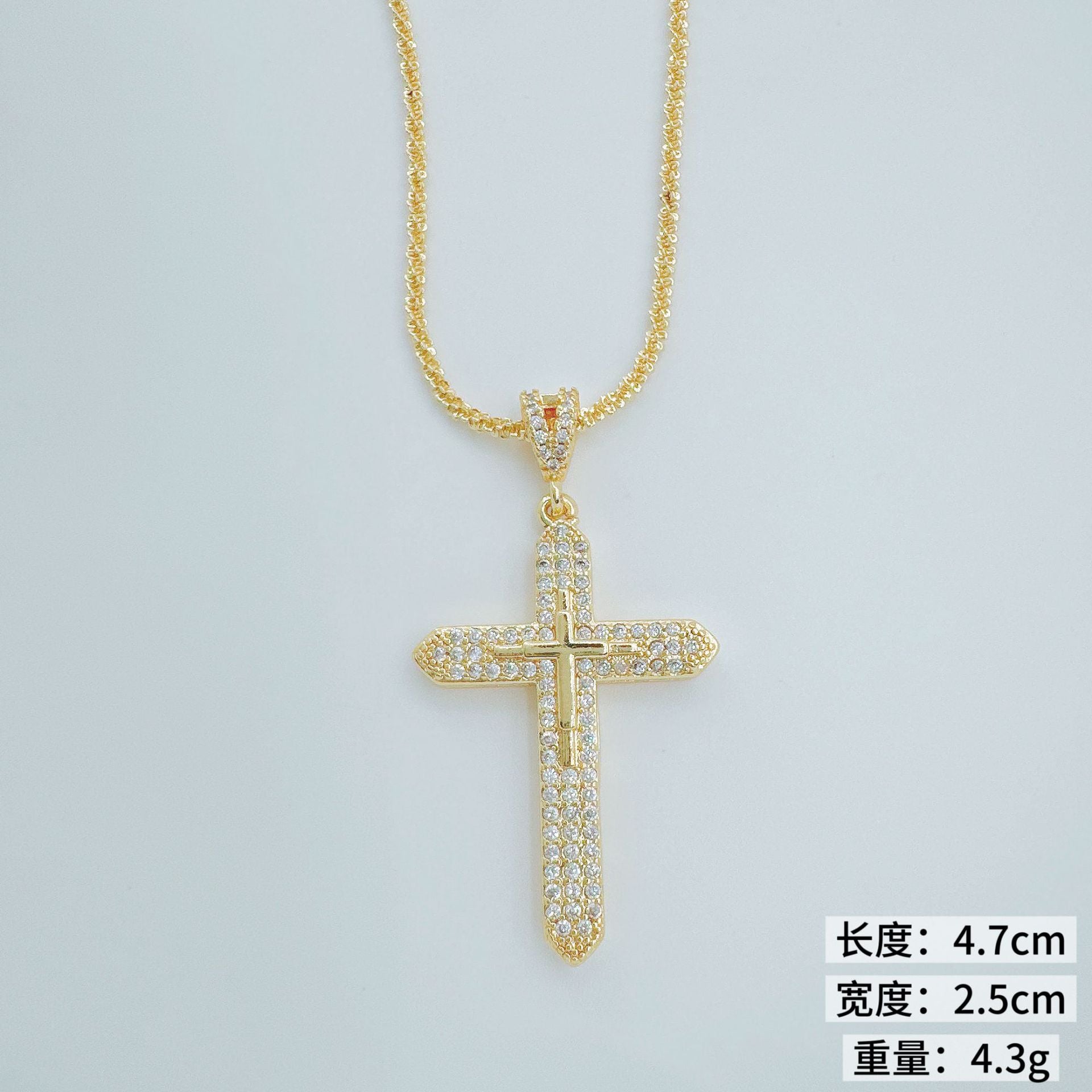 Wholesale Micro-set Gold Plated Cross Pendant Necklace Trendy Jewelry Accessory for Women