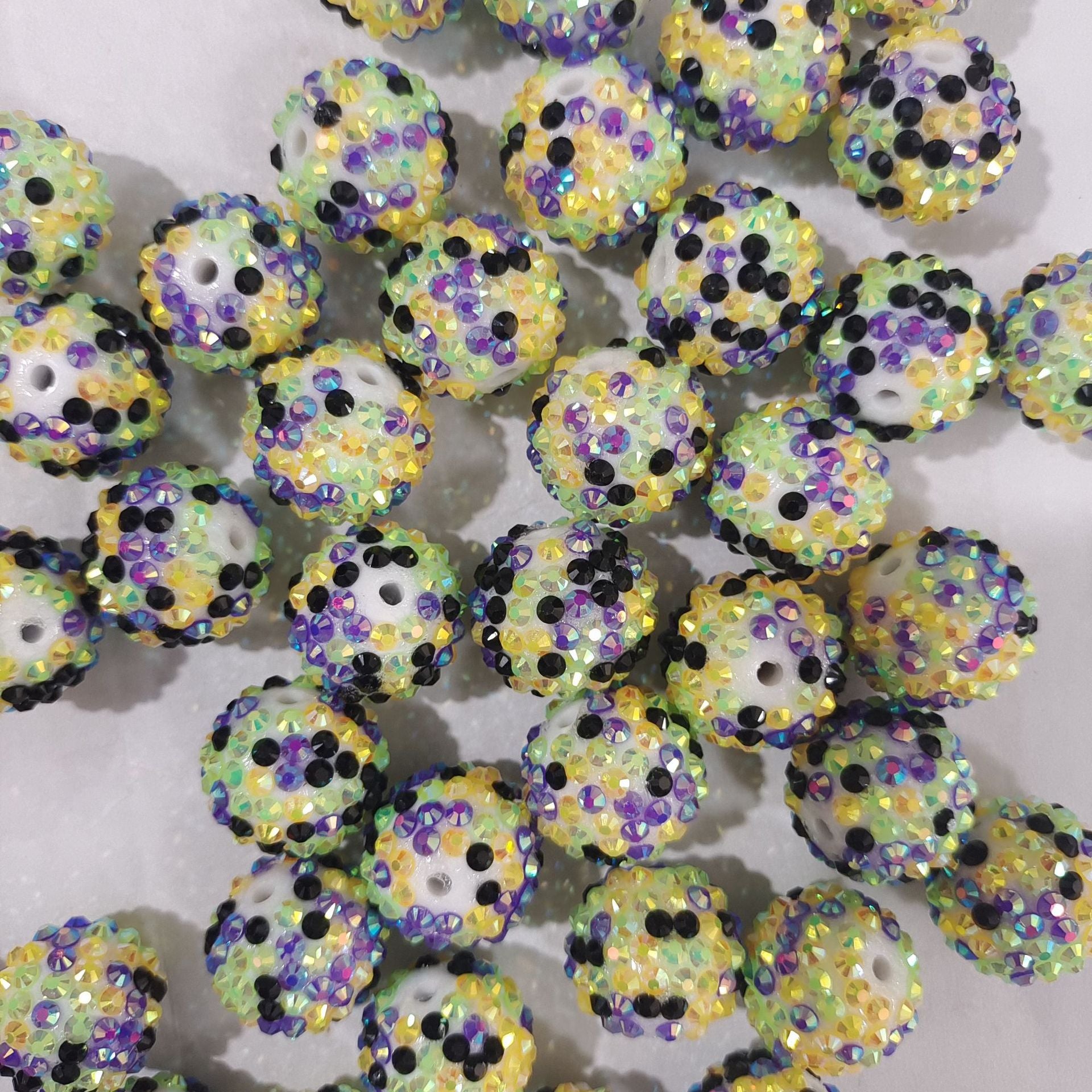 Wholesale 5pcs 20MM Resin Diamond Ball Beads Halloween Green Orange Black Color Diamond Ball Beads ACC-BDS-NiJia050