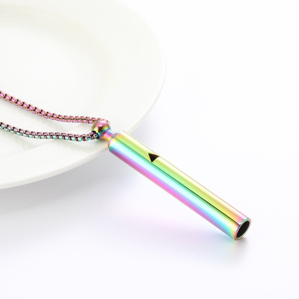 Wholesale Yoga Meditation Stress Relief Whistle Stainless Steel Necklace ACC-NE-QinShi005