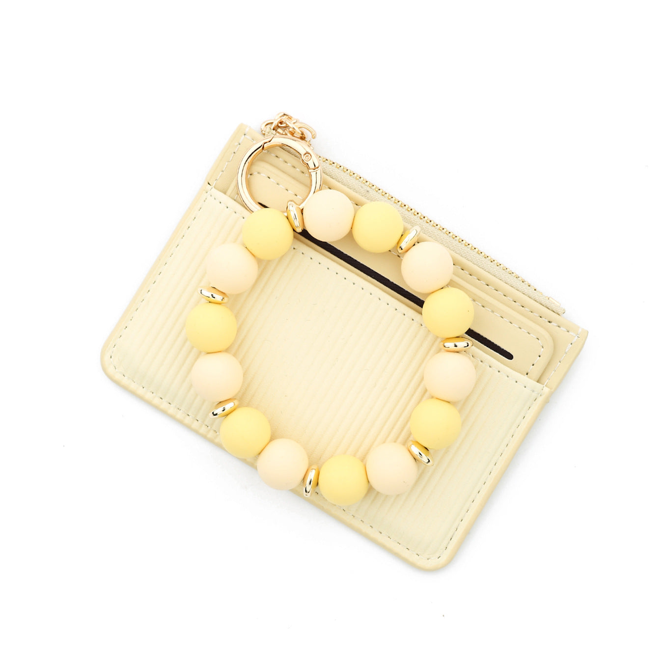 Wholesale Leather Card Holder  Silicone Bead Wristlet Keychain