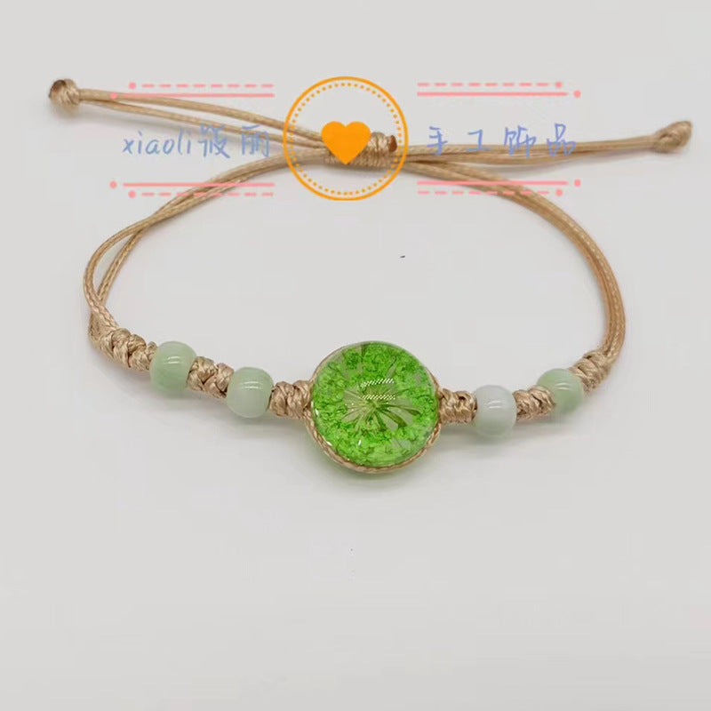 Wholesale Handwoven Colorful Ceramic Beads Natural Real Flower Bracelet ACC-BT-Youl011