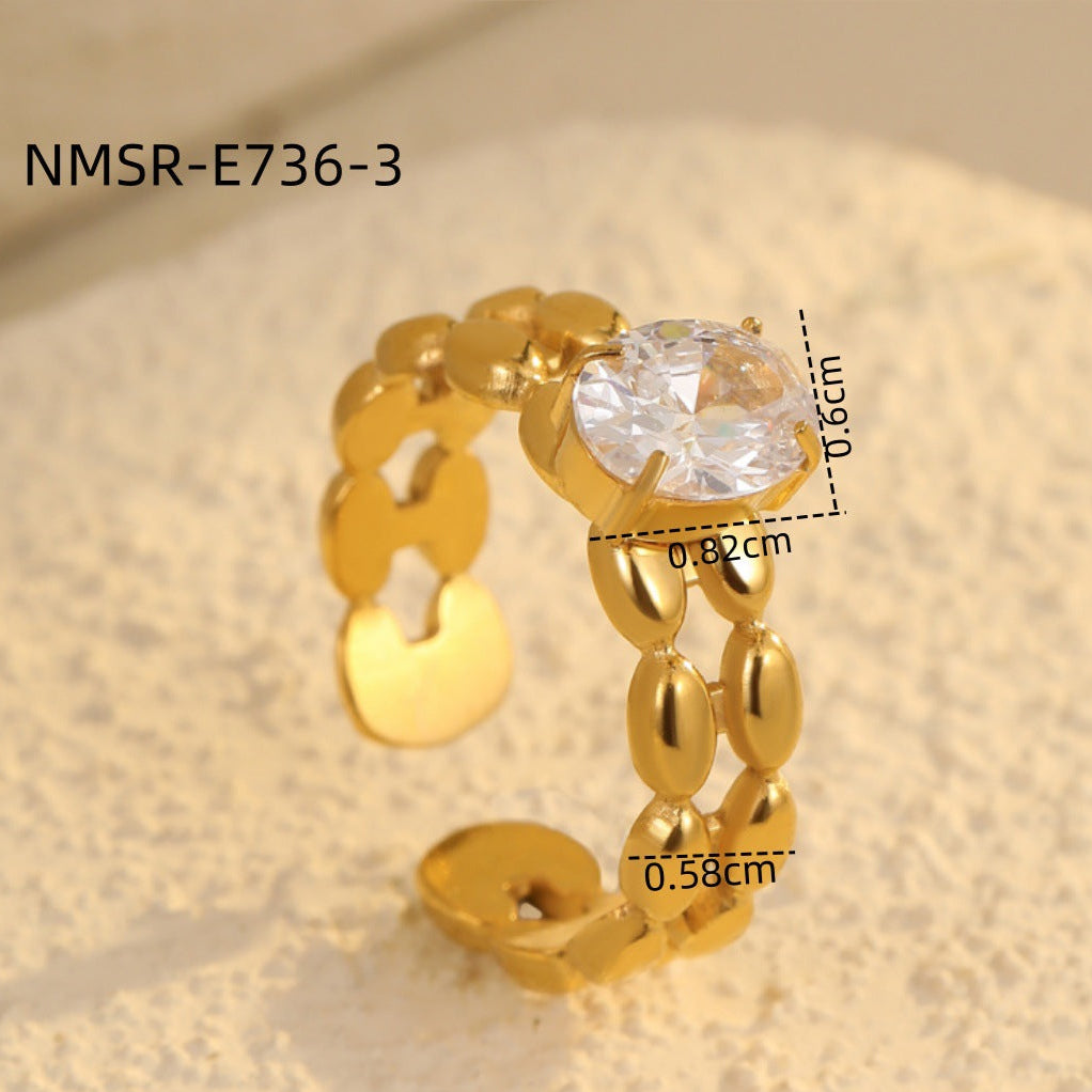 Wholesale  inlaid zircon stainless steel ring does not fade 18K gold plated rings