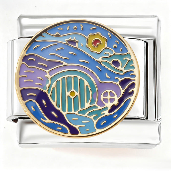 Wholesale Geometric circular oil painting fashion starry sky ocean sunset DIY Composable Bracelet Charms DIY Bracelets