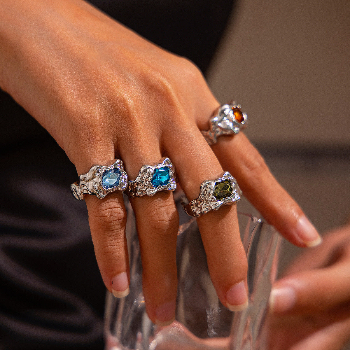 Wholesale Alloy Vintage Inlaid Ring Set