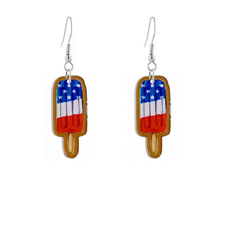 Wholesale American Independence Day Bow Popsicle Acrylic Earrings ACC-ES-YiYuan006