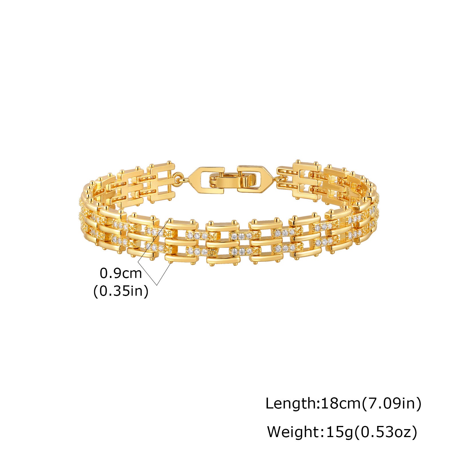 Wholesale Trendy Women S Copper Zircon Bracelet Watch Chain Design Gold Electroplated Everyday Fashion Jewelry Accessory