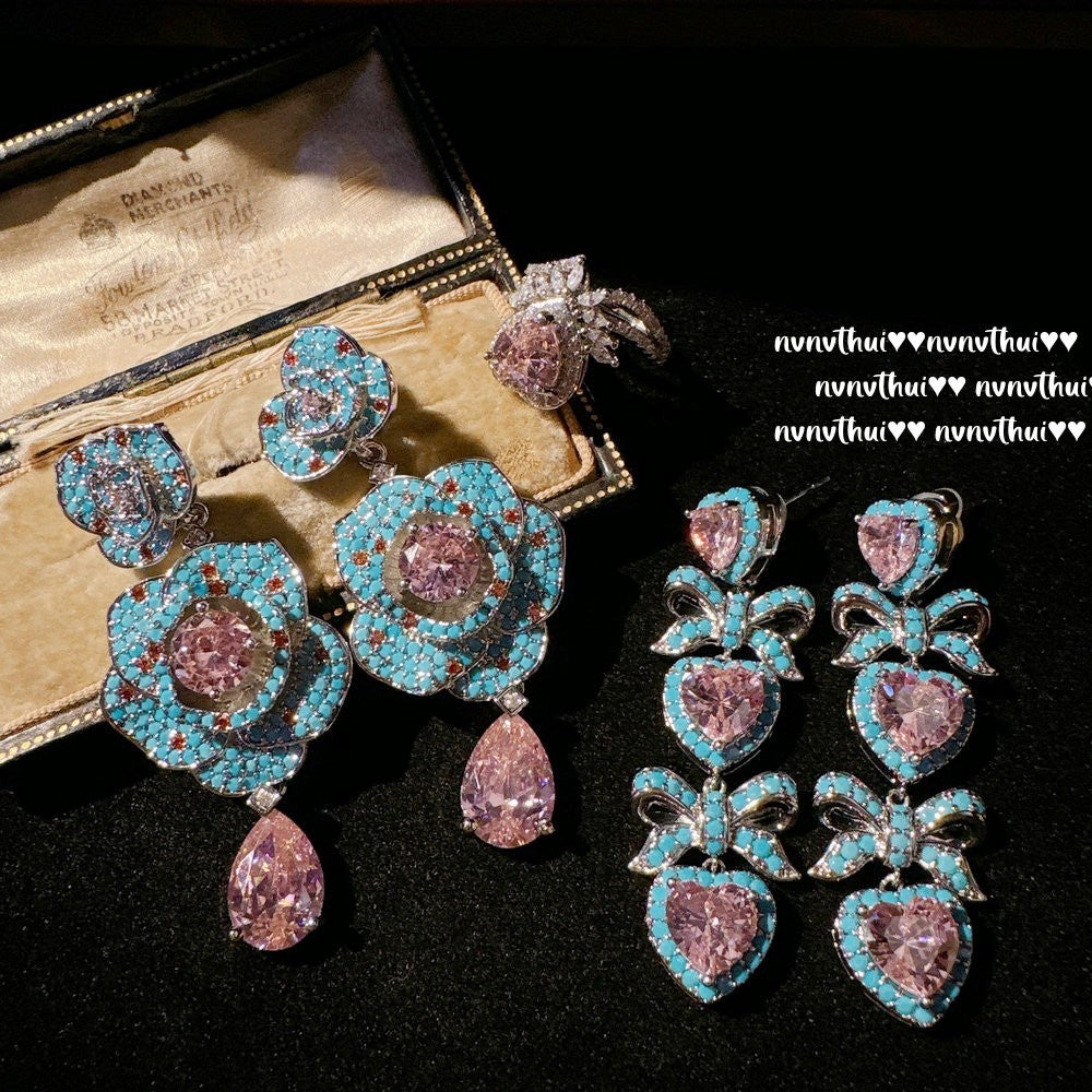 Wholesale  Camellia Jewel Earrings  Plated 18K Gold  Earrings