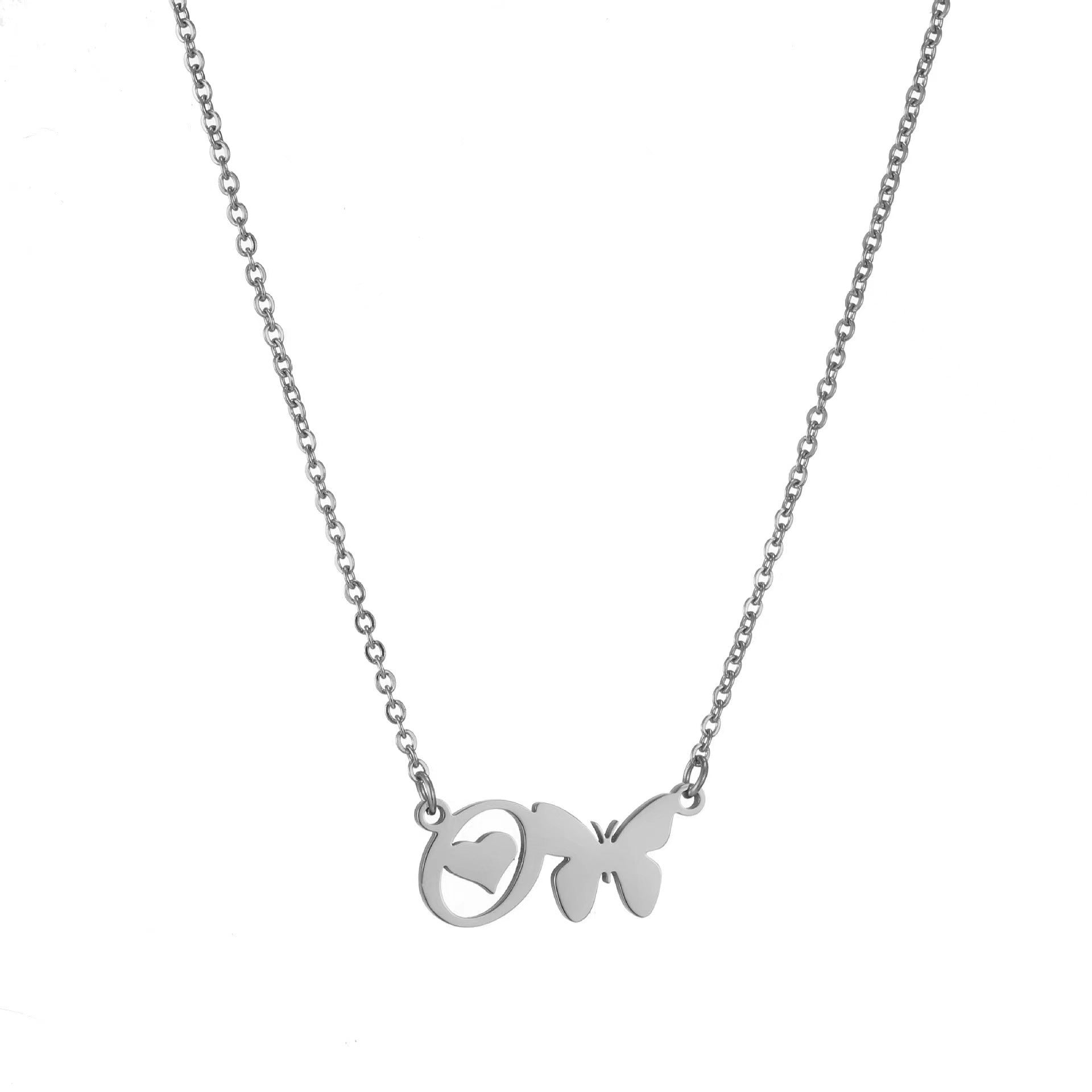 Wholesale stainless steel non-fading butterfly letter clavicle chain