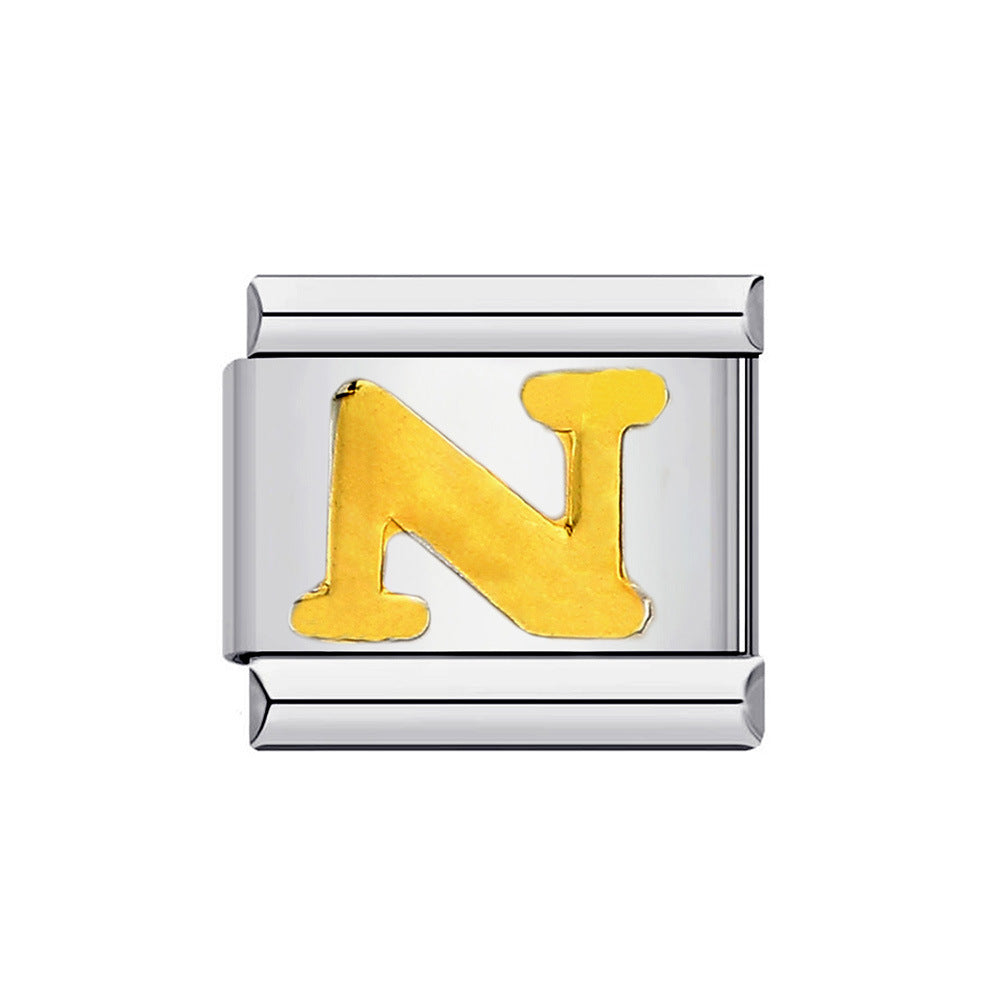 Wholesale Italian Charm Bracelet 9mm DIY Splicing Removable Gold Plated English Letters Stainless Steel Composable Bracelet