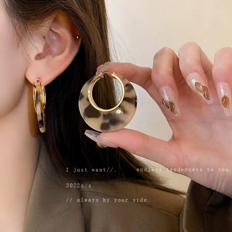 Wholesale Leopard Print Acrylic Circle Geometric Earrings