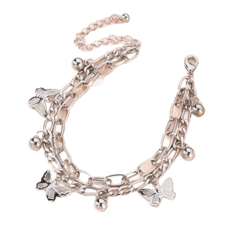 Wholesale Gold Electroplated Butterfly Chain Bracelet Set,  Fashion Jewelry Accessory for Women,  Stylish Gift