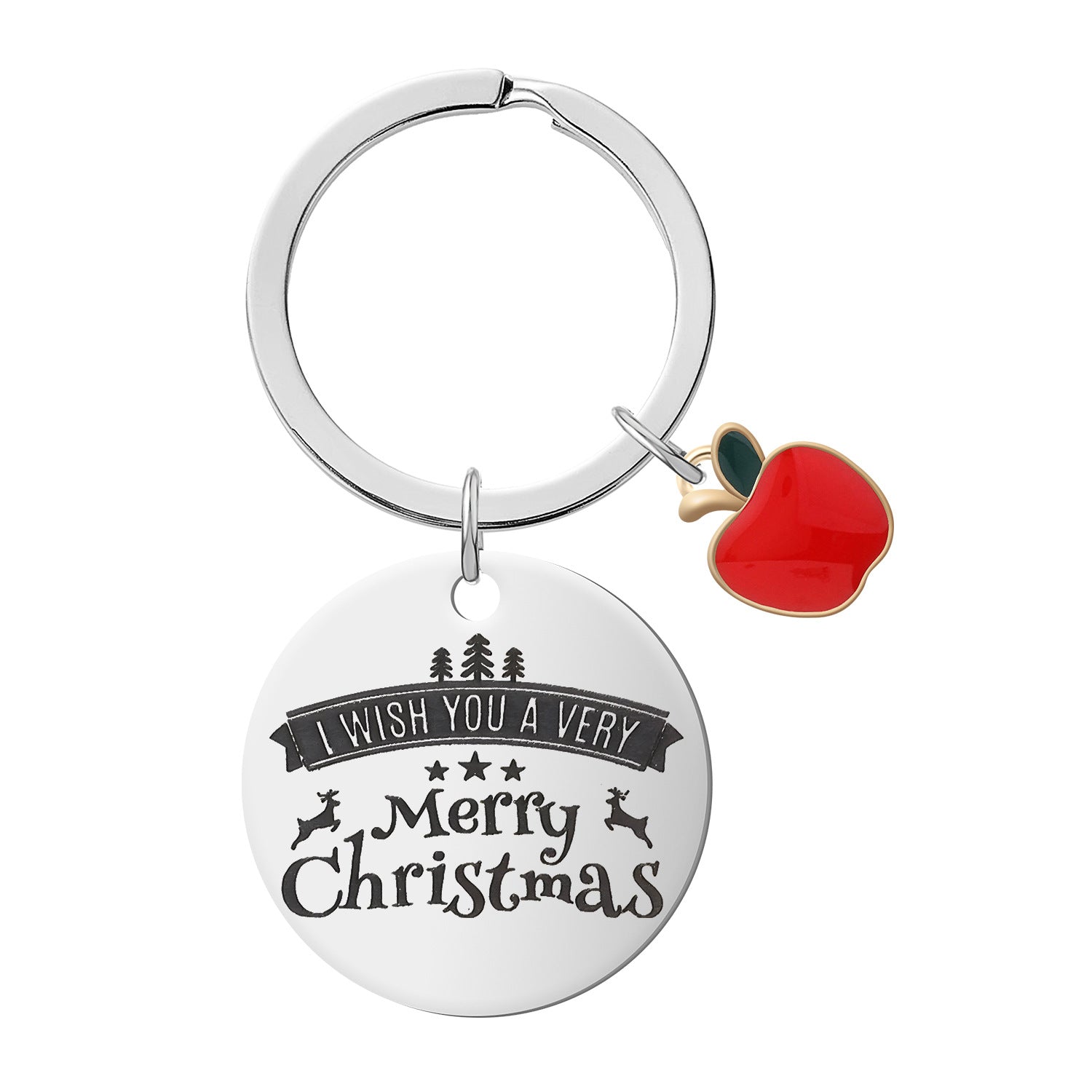 Wholesale Apple Christmas Stainless Steel Keychain