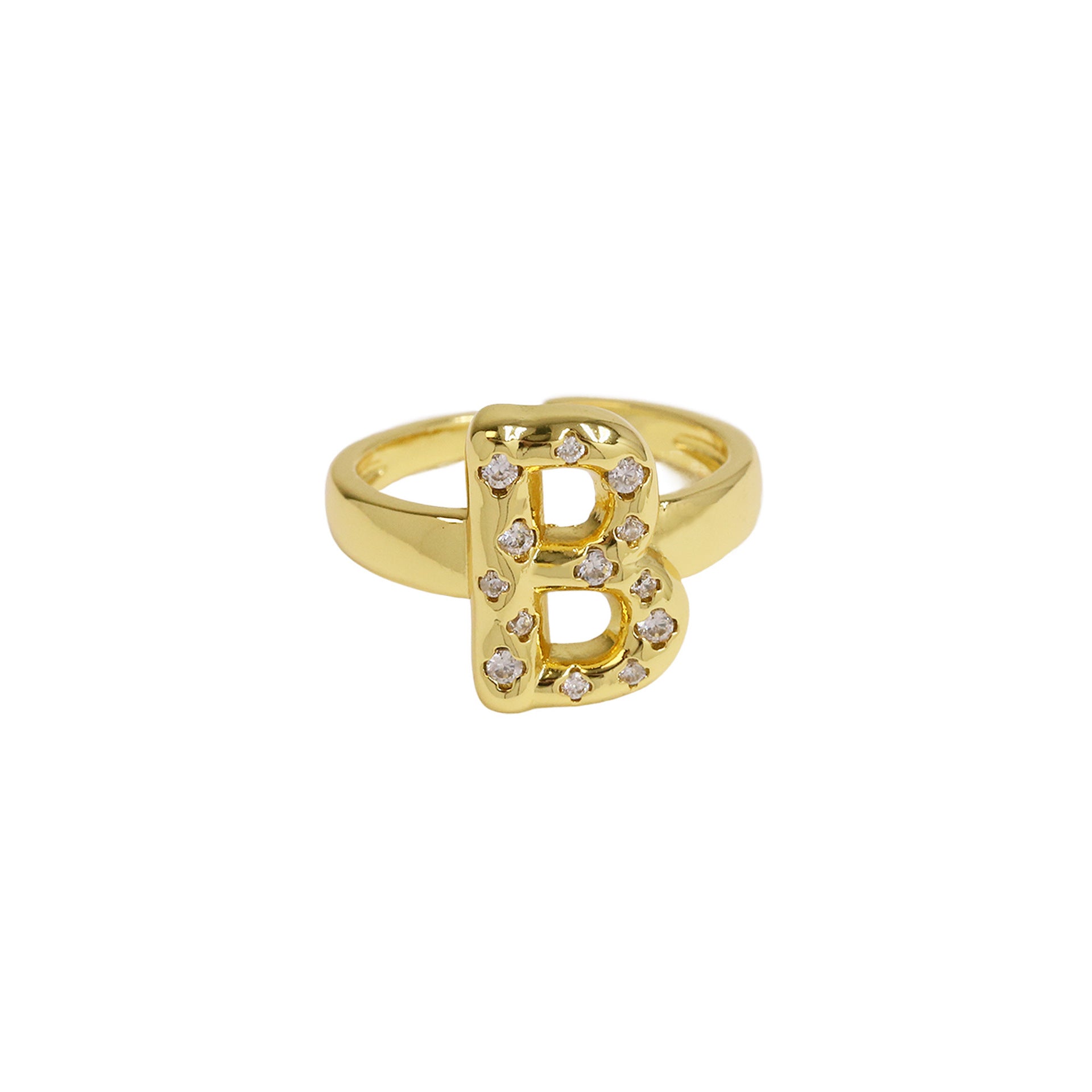 Wholesale Micro-inlaid Zircon Bubble Bubble Balloon Cute 26 English Letters Open Ring