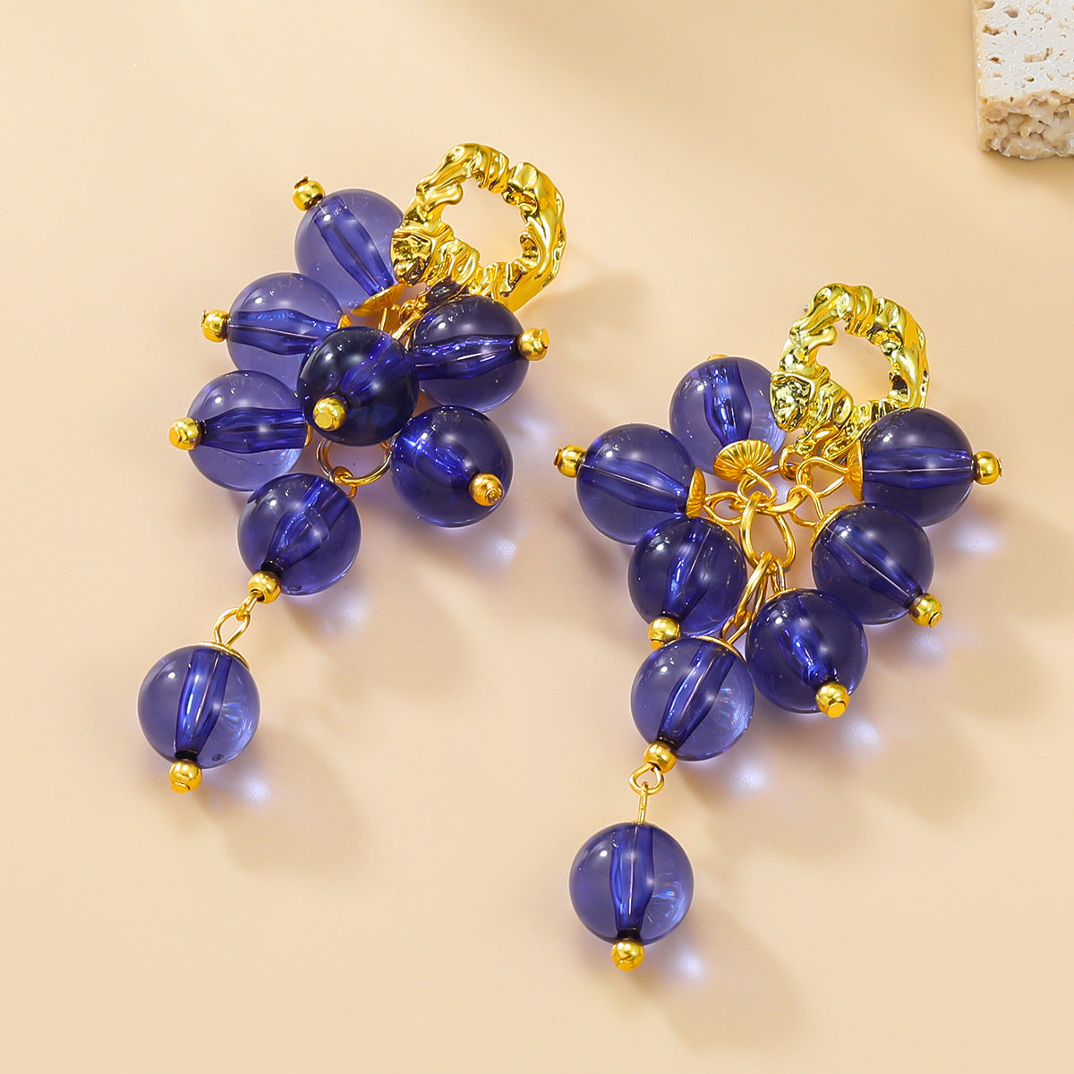 Wholesale multi-layered spherical resin braided floral alloy earrings ACC-ES-JL018