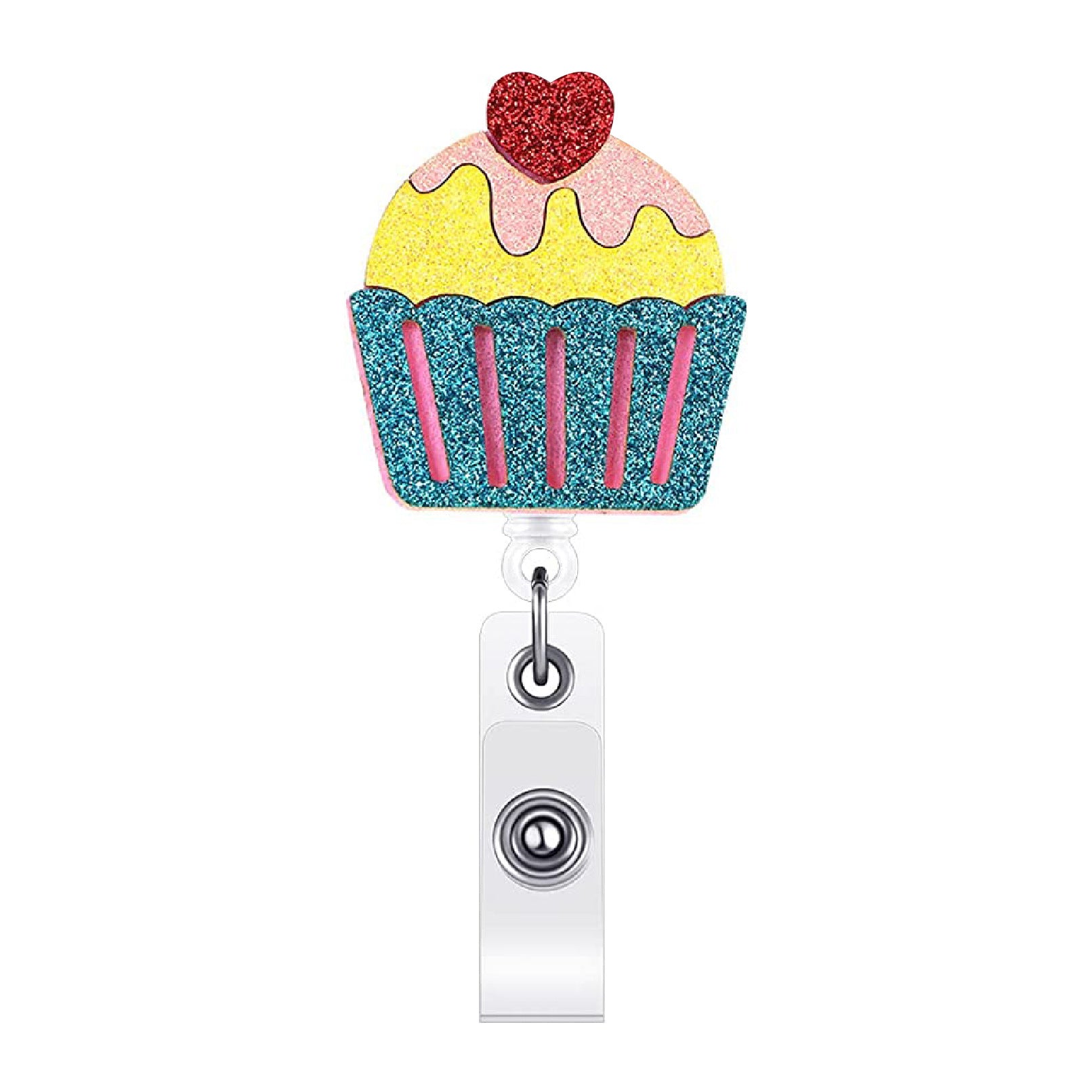 Wholesale Acrylic Glitter Embroidery Love Telescopic Rotating Badge Keychain ACC-KC-QiDing015