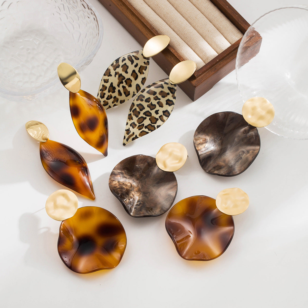 Wholesale Geometric Leopard Print Earrings Retro Niche Temperament Earrings