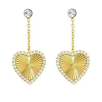 Wholesale 10PCS Titanium steel heart-shaped zircon earrings