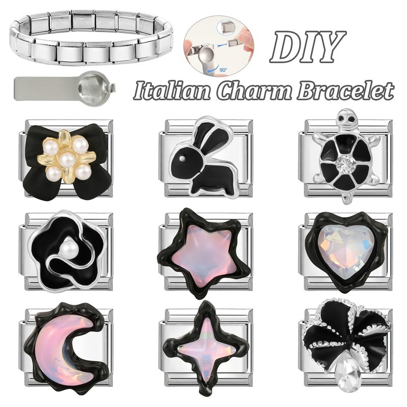 Wholesale Rabbit Love Star Theme Stainless Steel DIY Bracelet Parts Trendy Jewelry Accessory