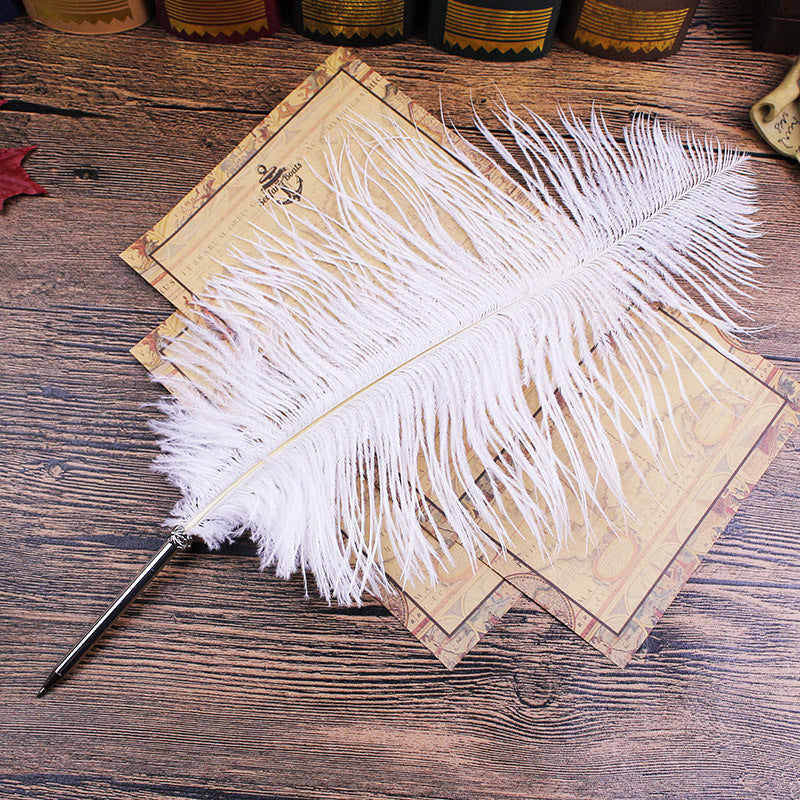 Wholesale  10pcs stationery feather pen ostrich pen ballpoint pen