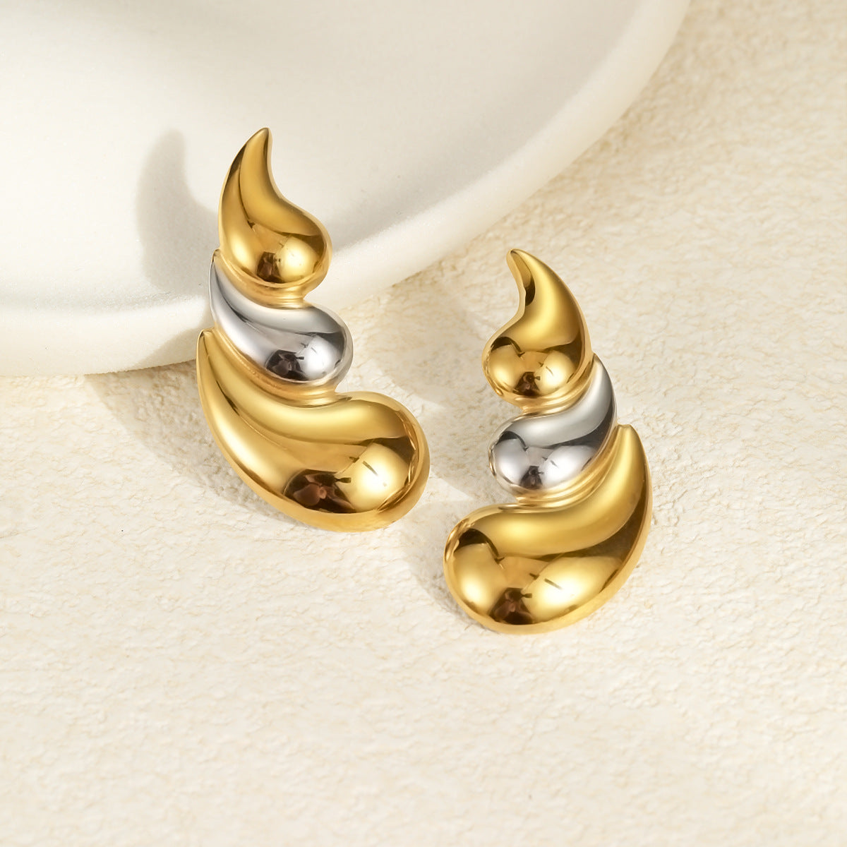 Wholesale Three-layer Water Drop Stainless Steel Earrings