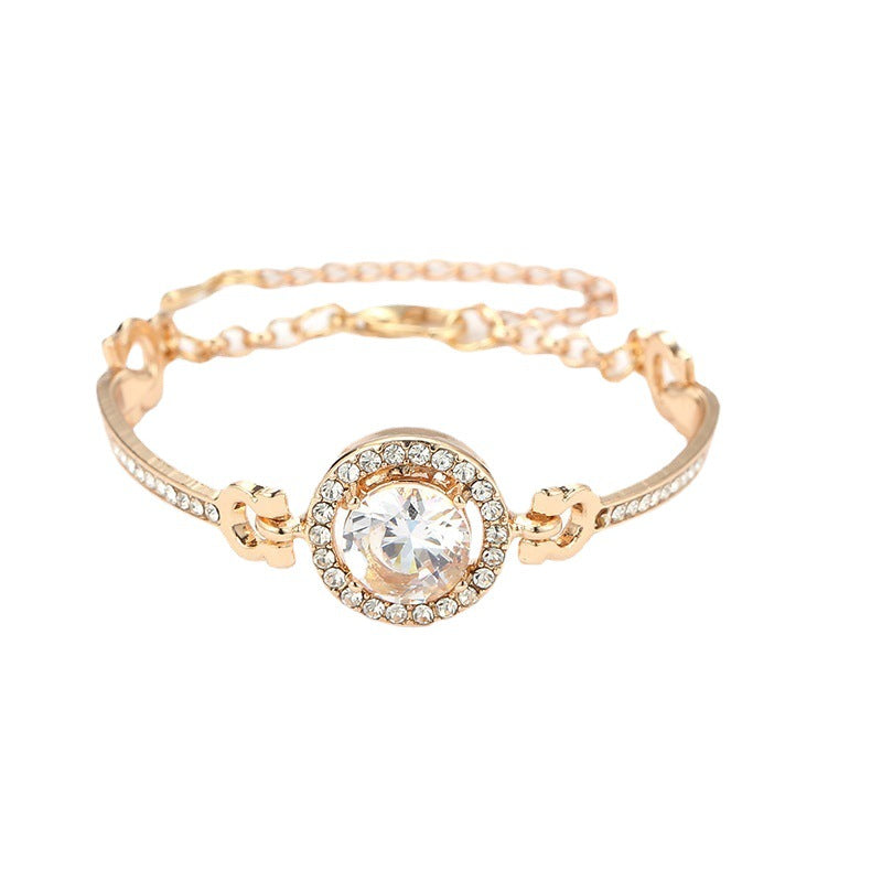 Wholesale Gold-Tone 8 Hearts 8 Arrows CZ Bracelet Stylish Jewelry Accessory for Women Gift