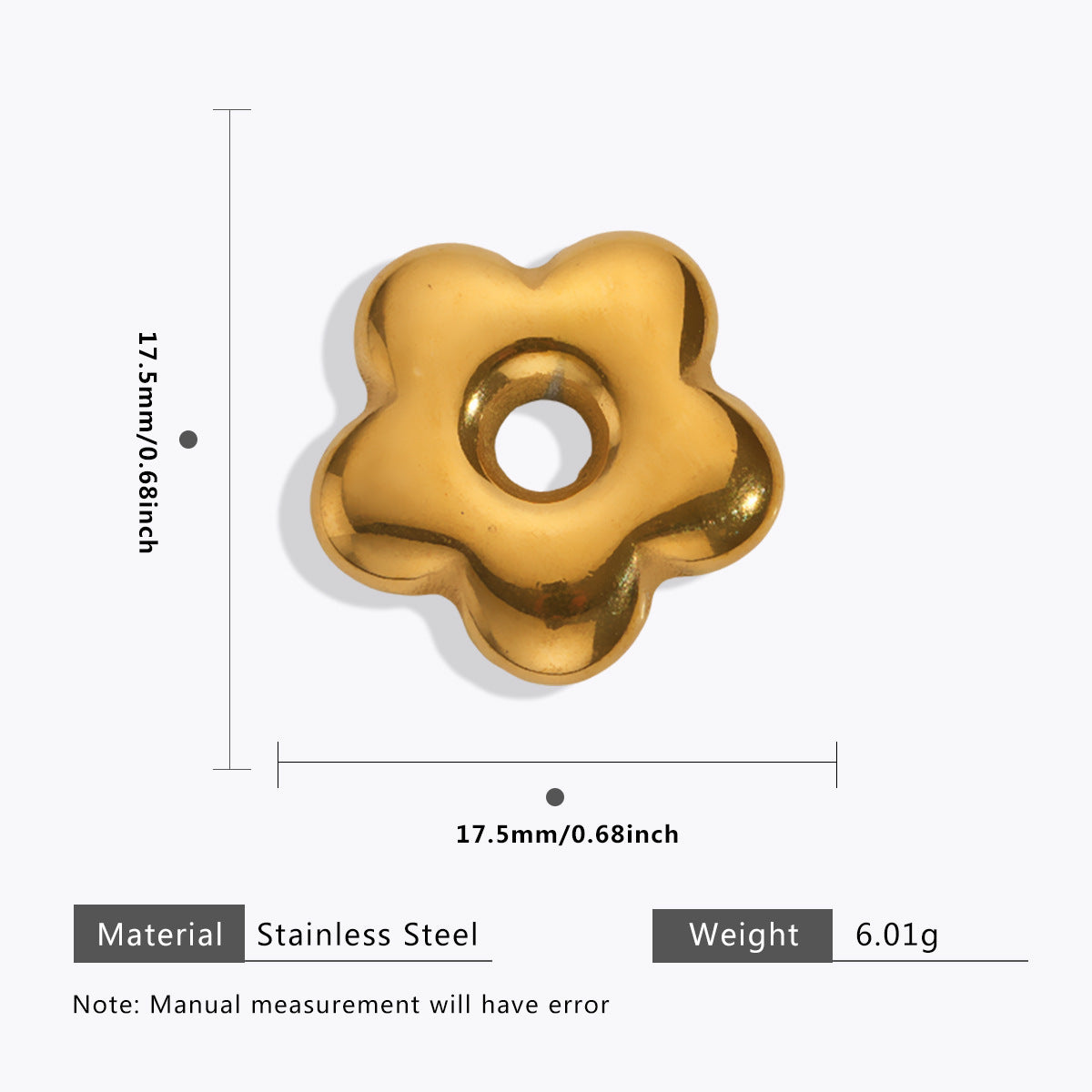 Wholesale 5pcs Stainless steel 18K vacuum plating color  flower pendant